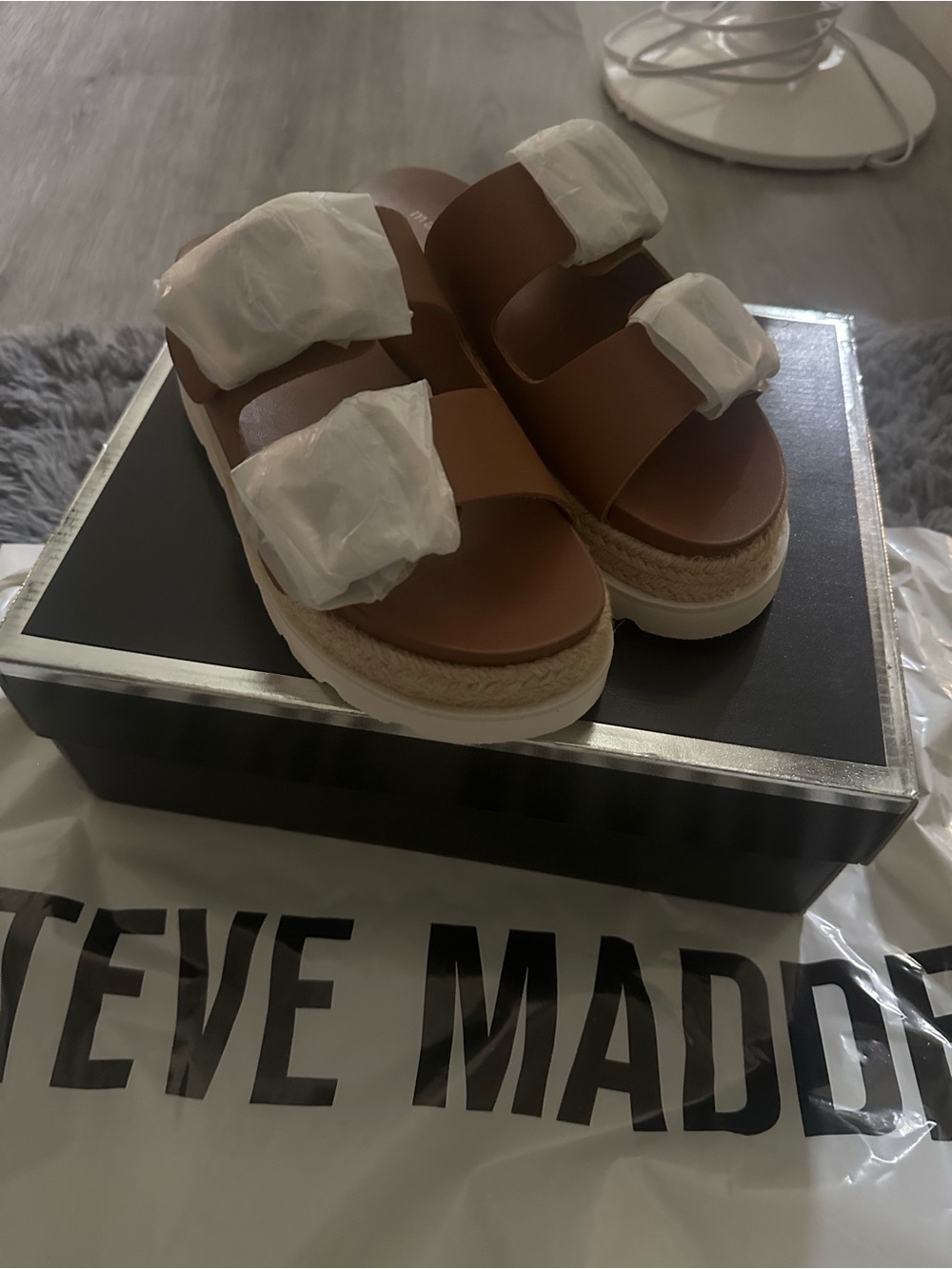 Madden Girl Tan Double-Buckle Espadrille Platform Sandal - Picture 7 of 7